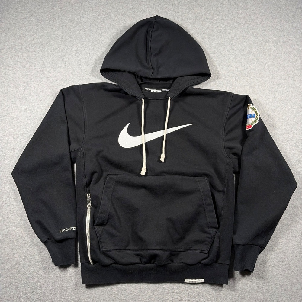 Nike Baseball Hoodie Men Small Black Dri-Fit Standard Issue Swoosh FV5282-010
